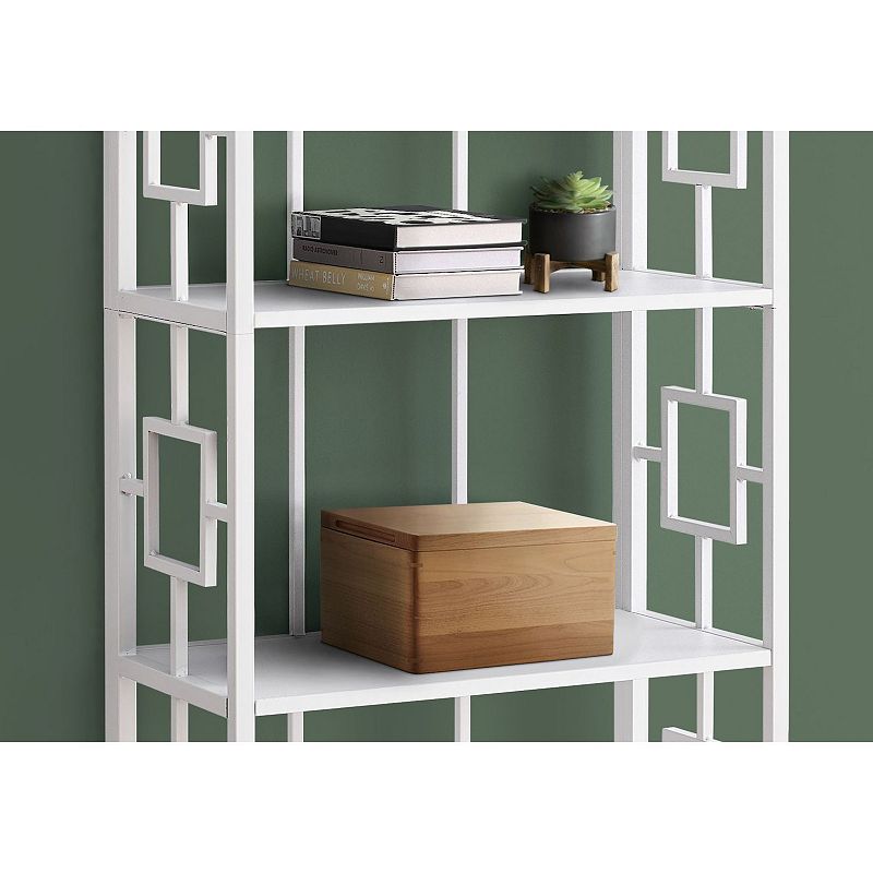 61.5 White Contemporary Four Tier Etagere Bookcase