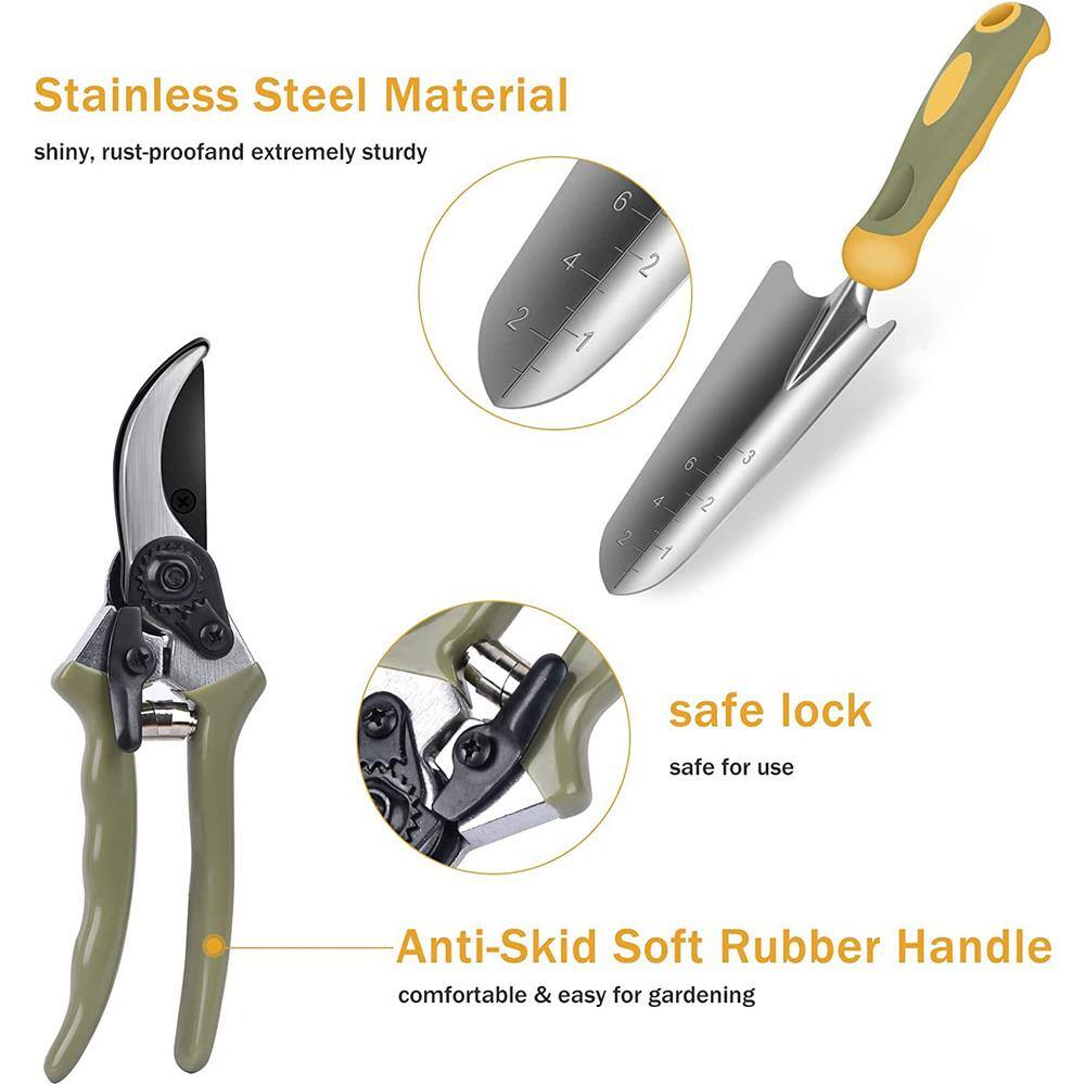 9-Piece Stainless Steel Heavy-Duty Gardening Tools with Non-Slip Ergonomic Handles Garden Tools Set B09NRKJYR8