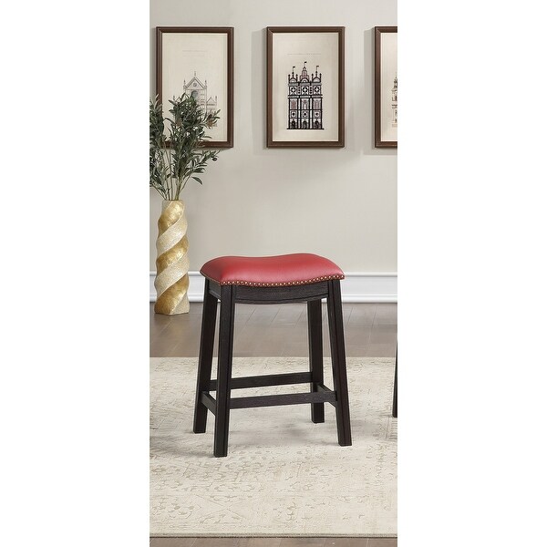 Burgundy PU Upholstery Bar Stool， Set of 2