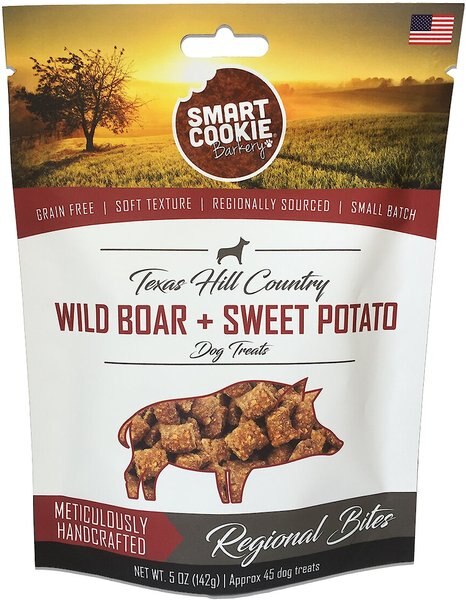 Smart Cookie Barkery Texas Hill Country Wild Boar and Sweet Potato Grain-Free Dog Treats， 5-oz bag