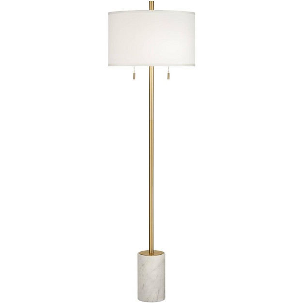 Tall Gold Metal White Linen Drum Shade For Living Room Reading House Bedroom Office