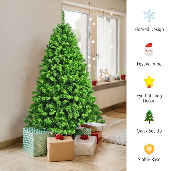 Gymax 4.5/6.5/7.5 FT Verdant Artificial Christmas Tree Hinged Green