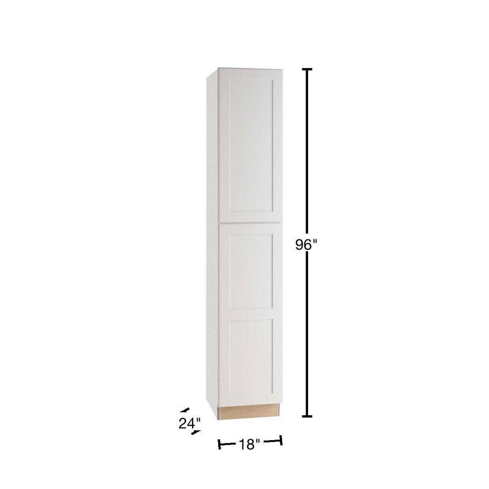 Home Decorators Collection Newport Assembled 18x96x24 in. Plywood Shaker Utility Kitchen Cabinet Soft Close Left in Painted Pacific White U182496L-NPW