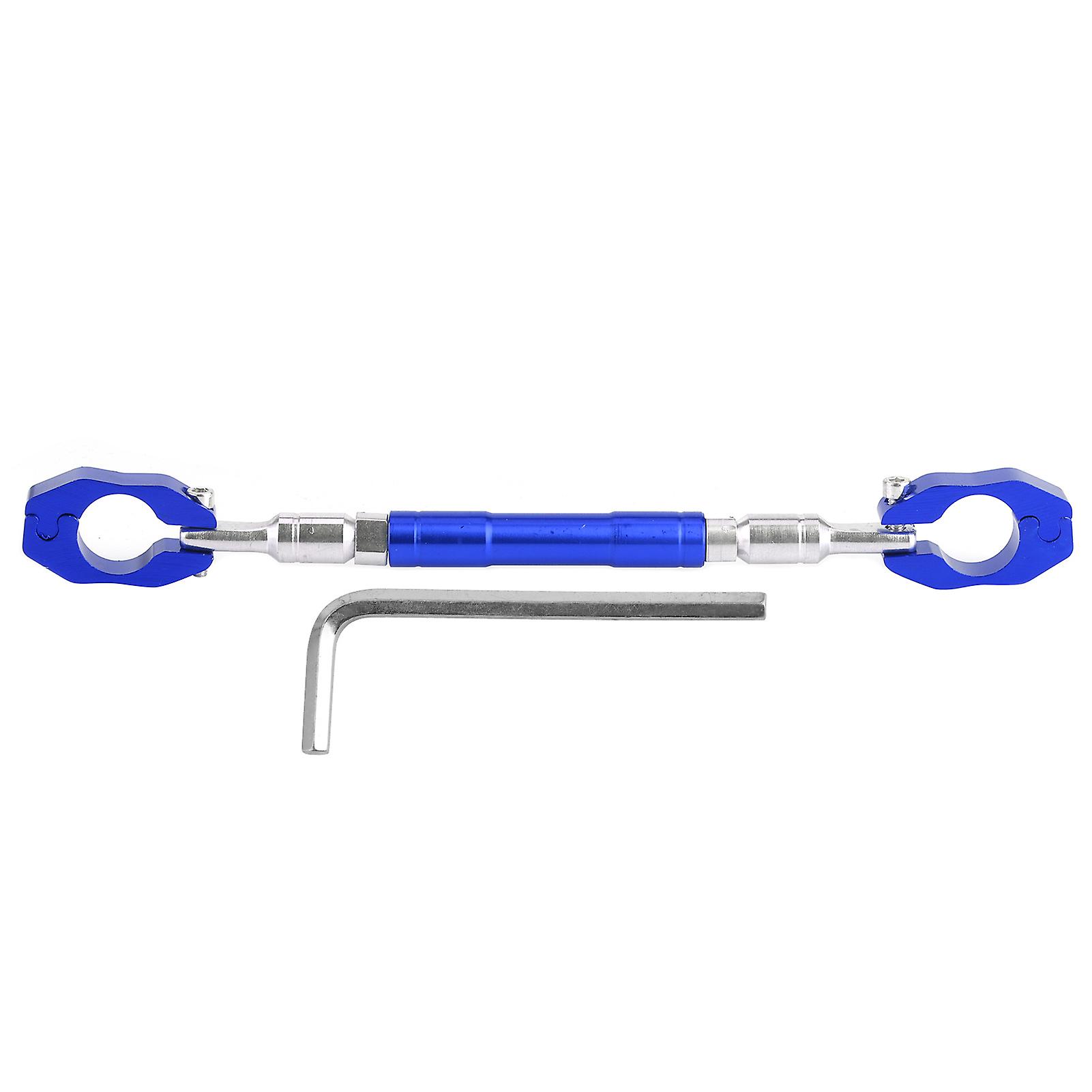 7/8in Motorcycle Handlebar Cross Bar Adjustable Strengthen Balance Lever Cnc Aluminum Alloy Universalblue