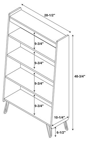 Linon Perry Wood Four Shelf Bookcase in Brown   Midcentury   Bookcases   by GwG Outlet  Houzz