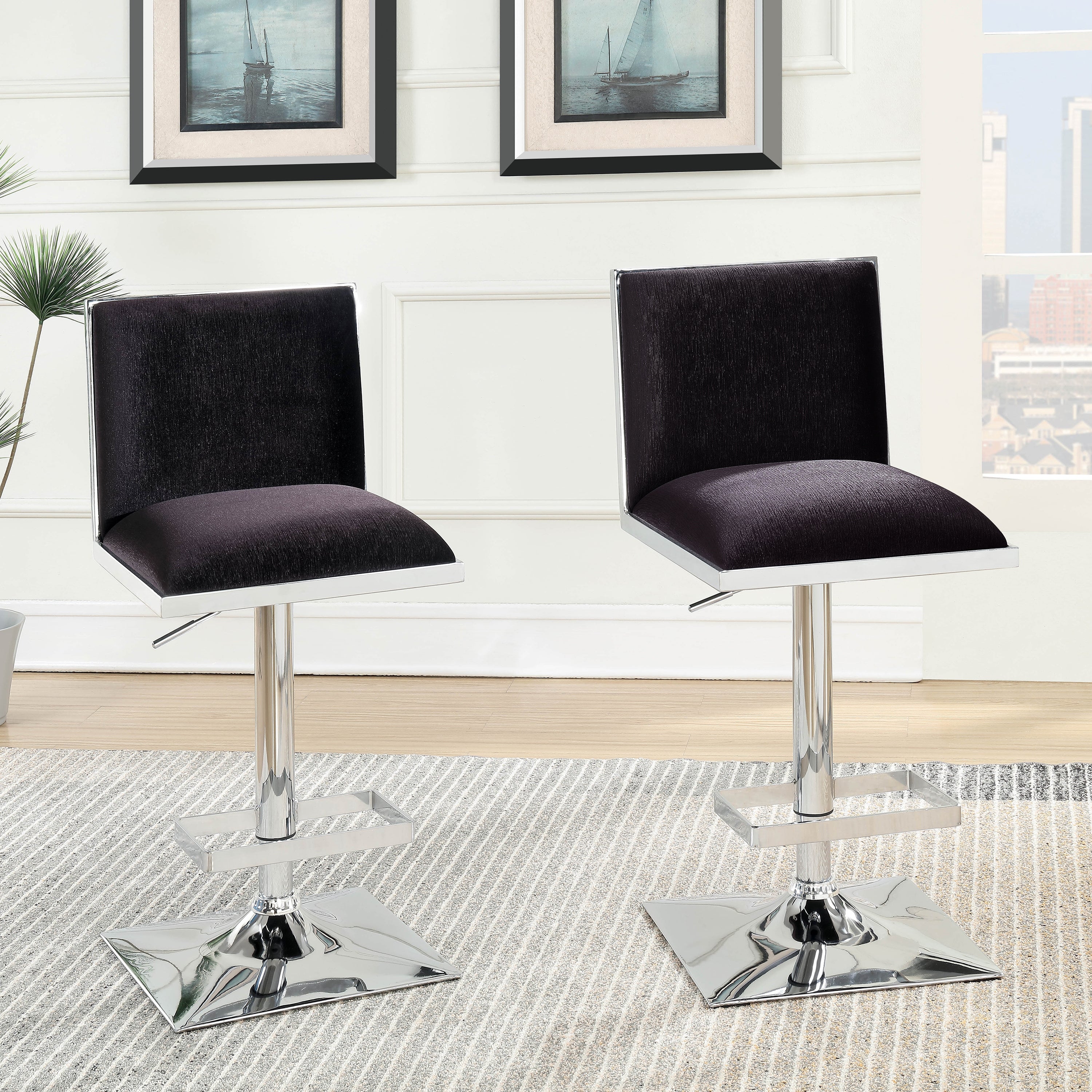 Furniture of America Hevi Contemporary Fabric Barstool (Set of 2)