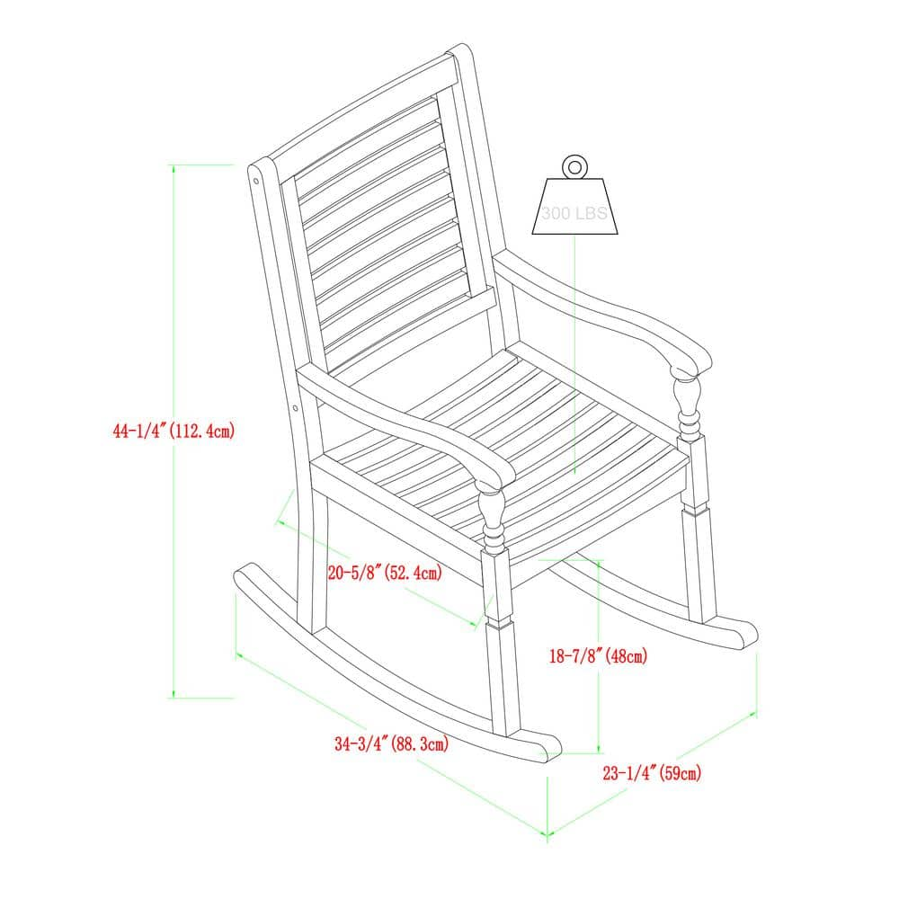 Walker Edison Furniture Company Boardwalk Dark Brown Acacia Wood Outdoor Rocking Chair HDWRCDB