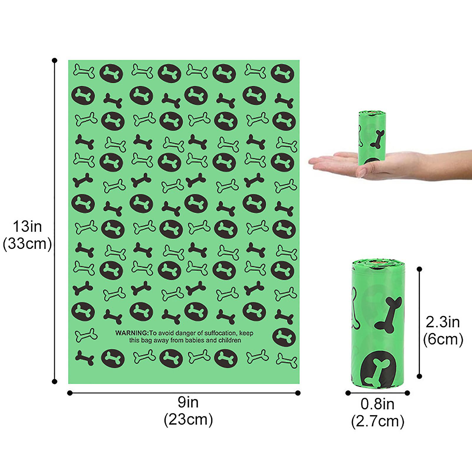 Dog Poop Waste Bags Eco Friendly Disposable Strong Durable Large Capability Easy Tear For Outdoor Walkinggreen Bone Pattern