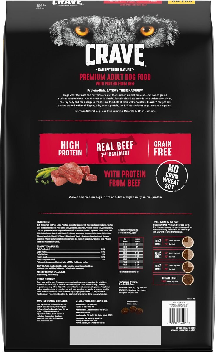 Crave High Protein Beef Adult Grain Free Dry Dog Food