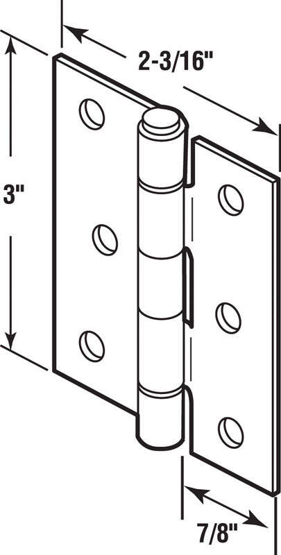 Prime-Line 2-1/4 in. L Nickel Door Hinge 3 pk