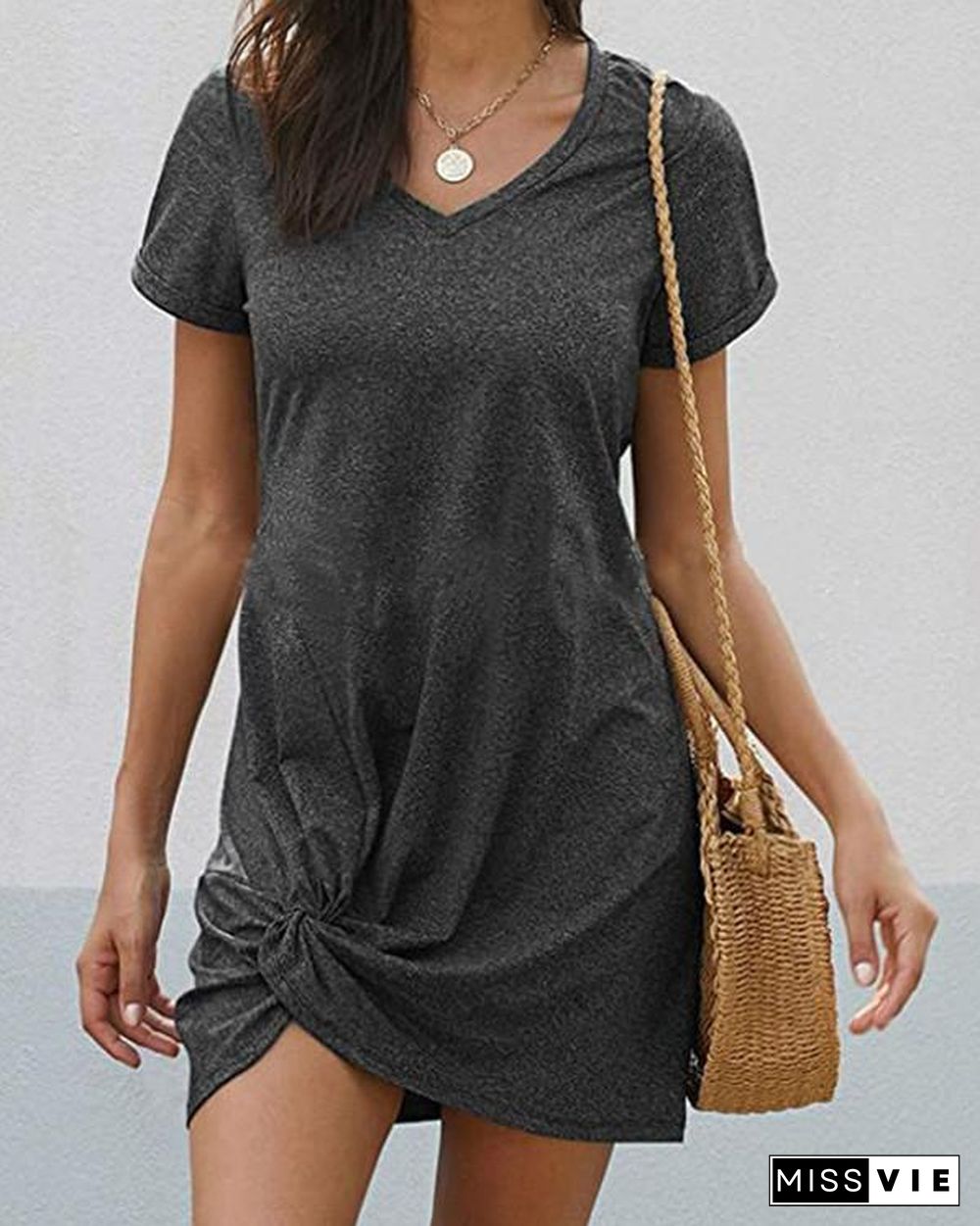 Space Dye Twist Hem Tee Dress