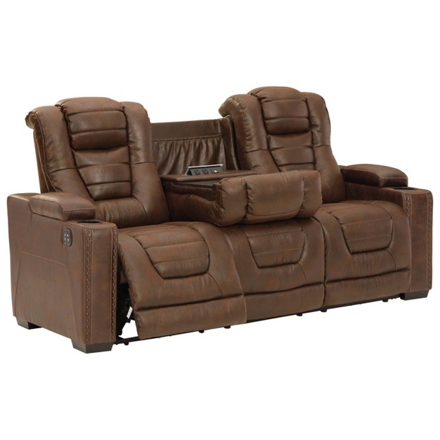 Owner x27 s Box Power Recliner Sofa With Adjustable Headrest Thyme Signature Design By Ashley