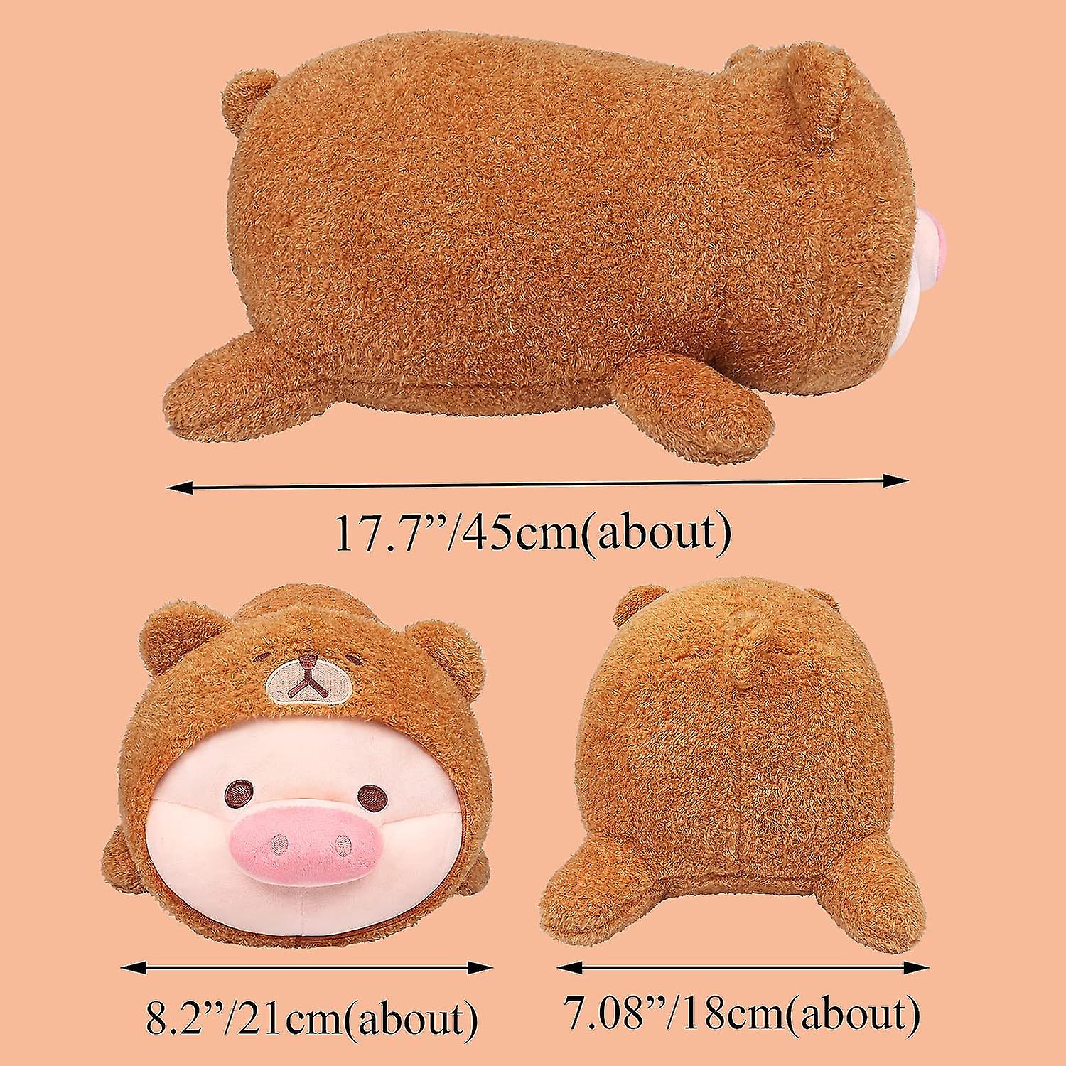 Bear Plush Pillow，17.7 Cute Bear Stuffed Animals，soft Bear Plush Doll，pig Cuddle Pillow For Birthday Giftsboys Girls Giftsbrown