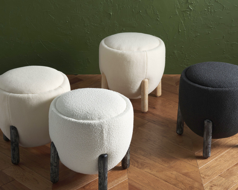 Safavieh Couture Clarabella Boucle Ottoman   Farmhouse   Footstools And Ottomans   by Safavieh  Houzz