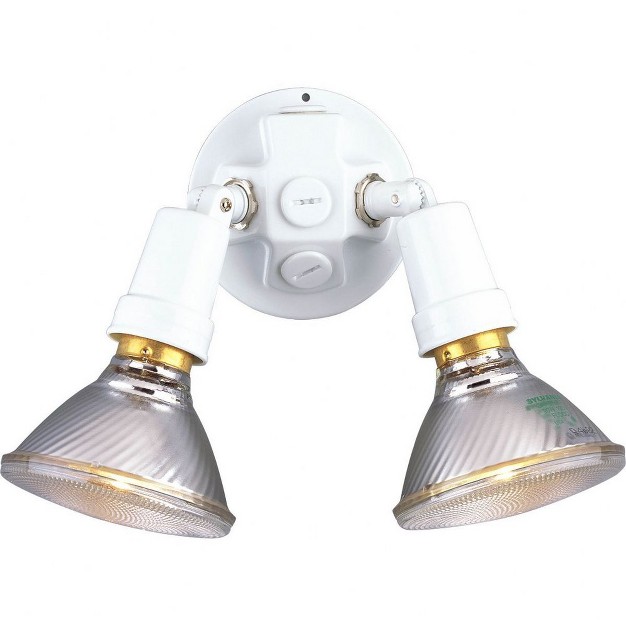 Progress Lighting Par Collection 2 light Outdoor Wall Light In White Porcelain With Adjustable Swivel Heads