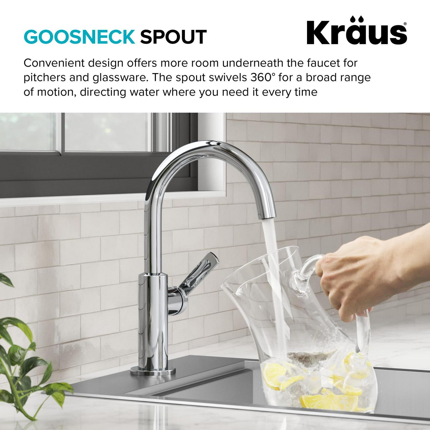 KRAUS Oletto Single Handle Kitchen Bar Faucet in Chrome