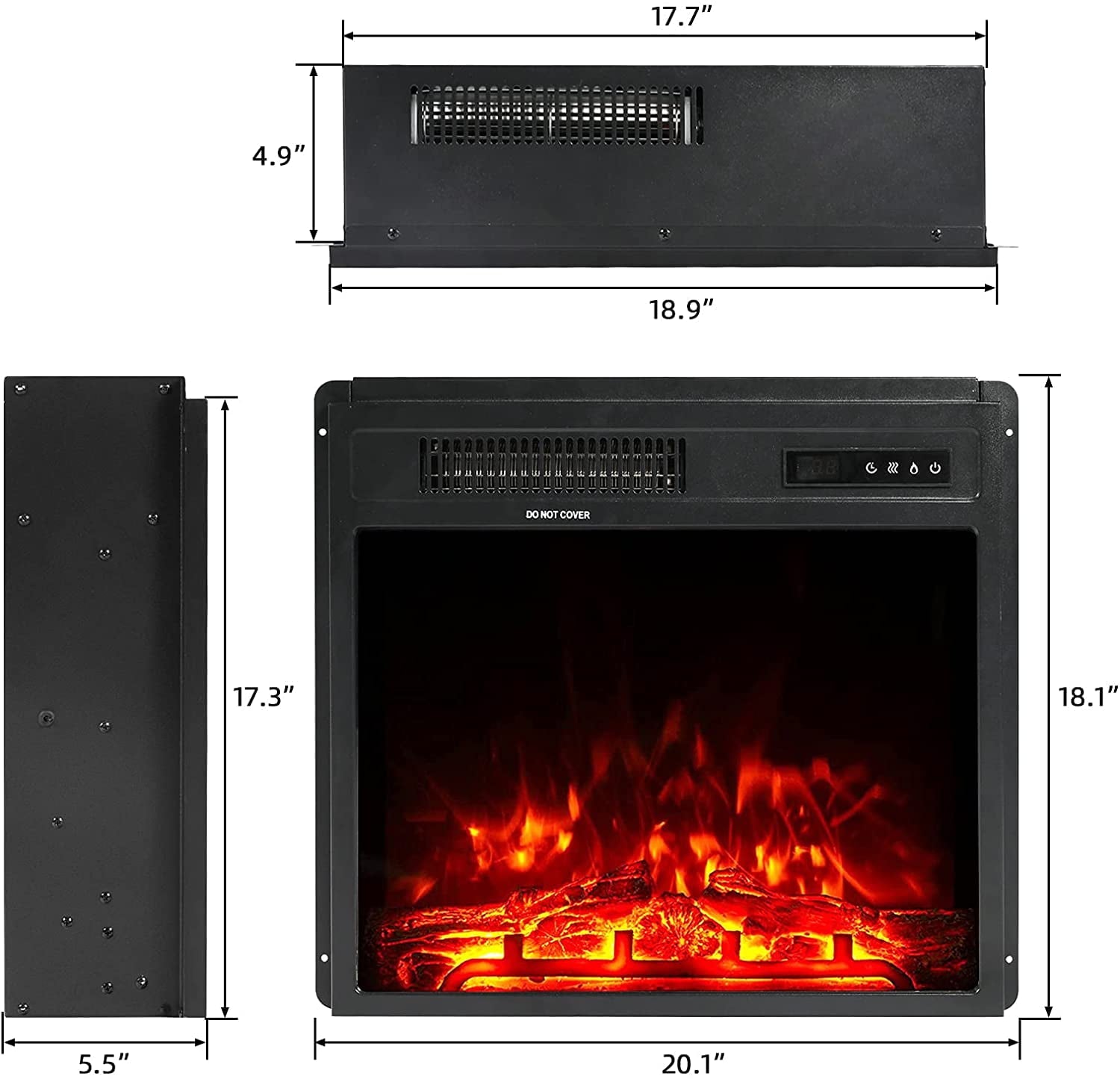 20” Freestanding  Electric Fireplace with Remote Control & Touch Screen(1450W )