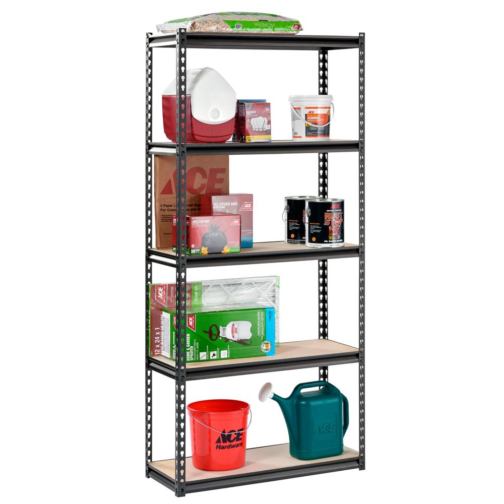 Muscle Rack Adjustable 3200 lbs Capacity 34 W x 14 D x 72 H 5-Shelf Freestanding Shelves， Black