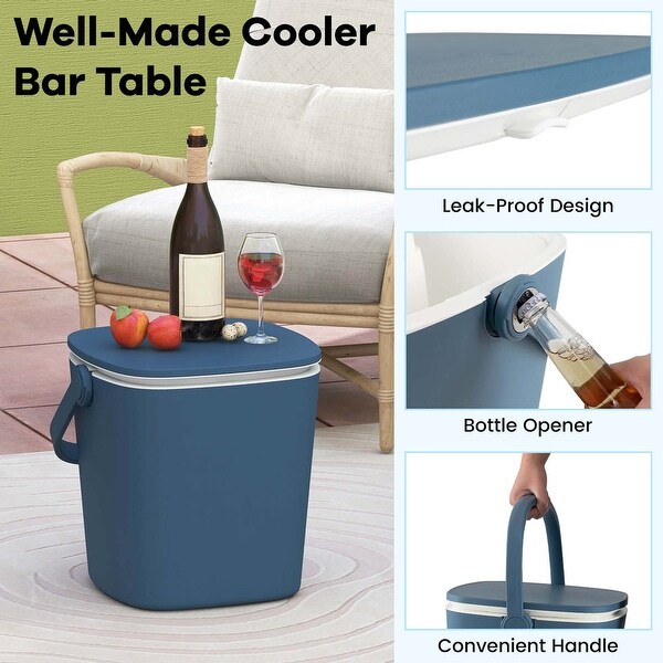 Costway 4 Gallon Portable Cooler Bar Table with Handle Bottle Opener and