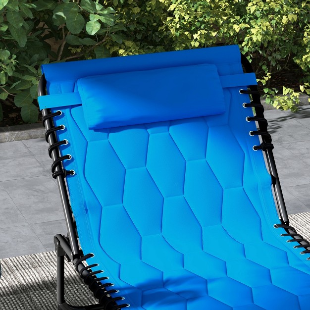 Outsunny Folding Chaise Lounge Set With 5 level Reclining Back Outdoor Lounge Chairs With Padded Seat Blue