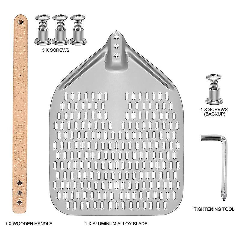 Perforated Pizza Peel，professional Anodized Aluminum Pizza Peels， Rectangular Pizza Turning Spatula