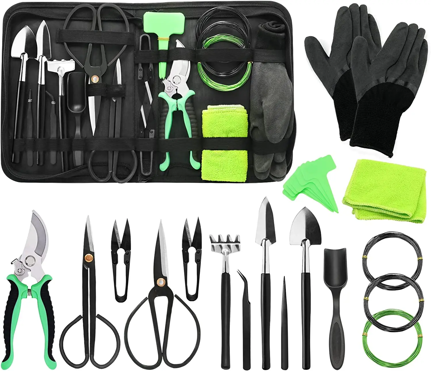 OEM Supported 24 PCS Carbon Steel Bonsai Tool Set Perfect for Succulent Gardening Trimming Applied in Patio Balcony Nursery etc