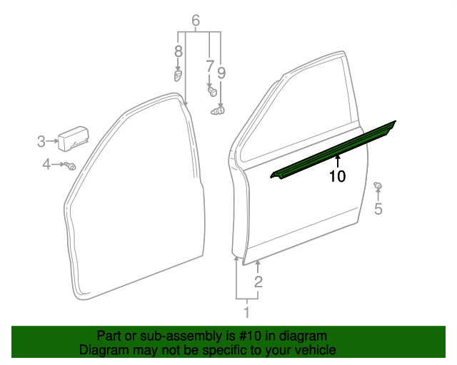 Door Window Belt Weatherstrip (Right， Front)