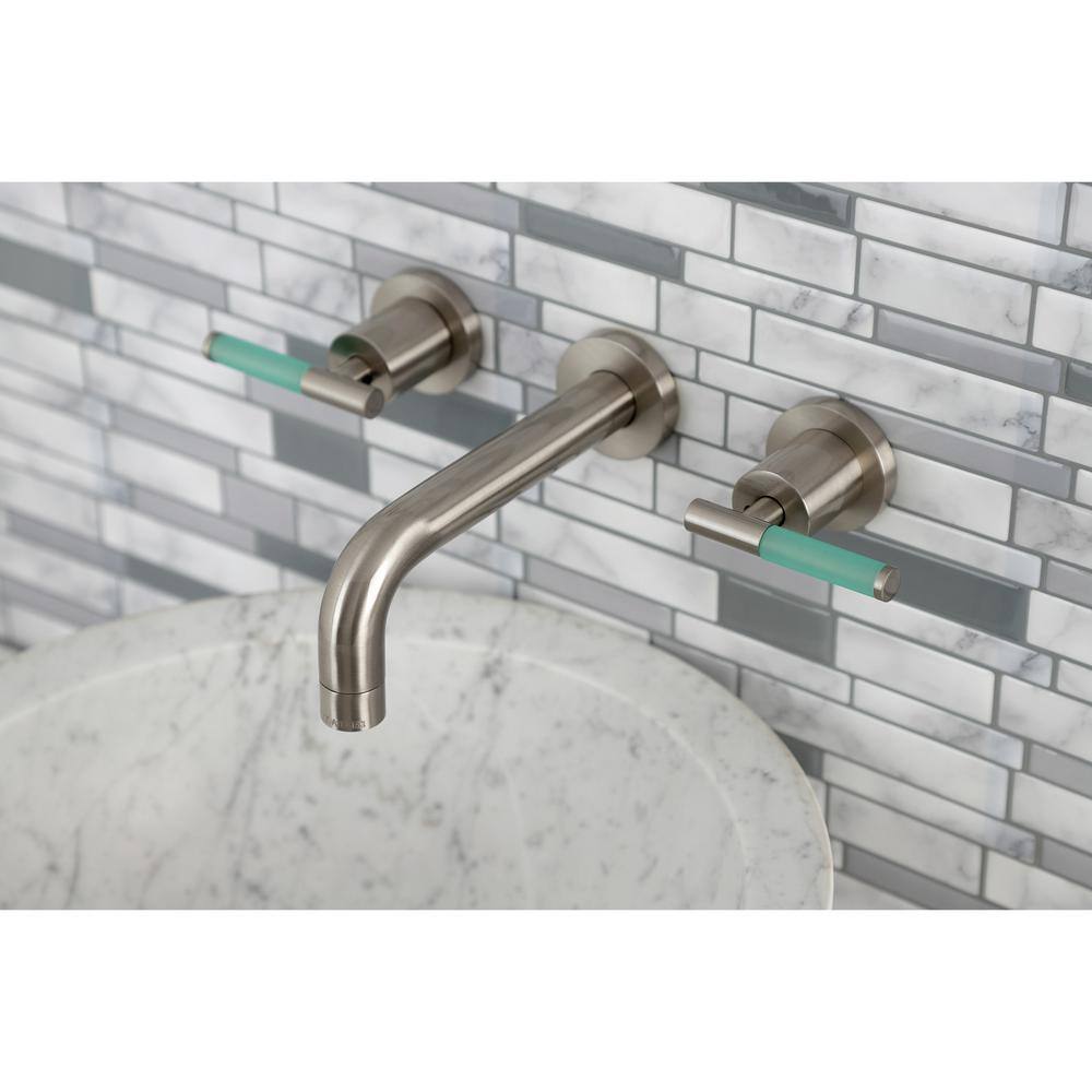 Kingston Brass Kaiser 2-Handle Wall Mount Bathroom Faucet in Brushed Nickel HKS8128CKL