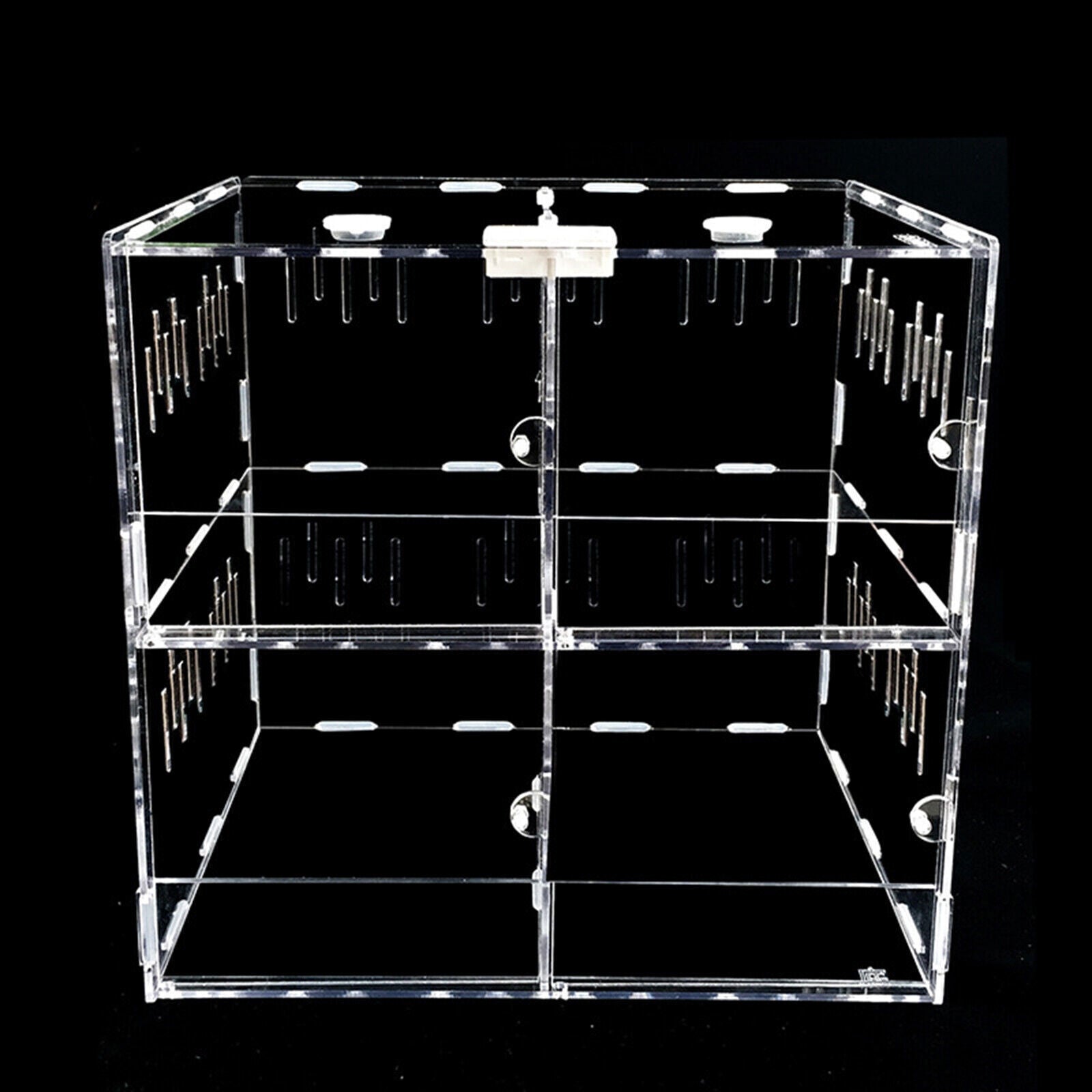 4-Grid Transparent Acrylic Reptile Enclosure Cage Lizard Frog Snake Pet Tank Breeding Box