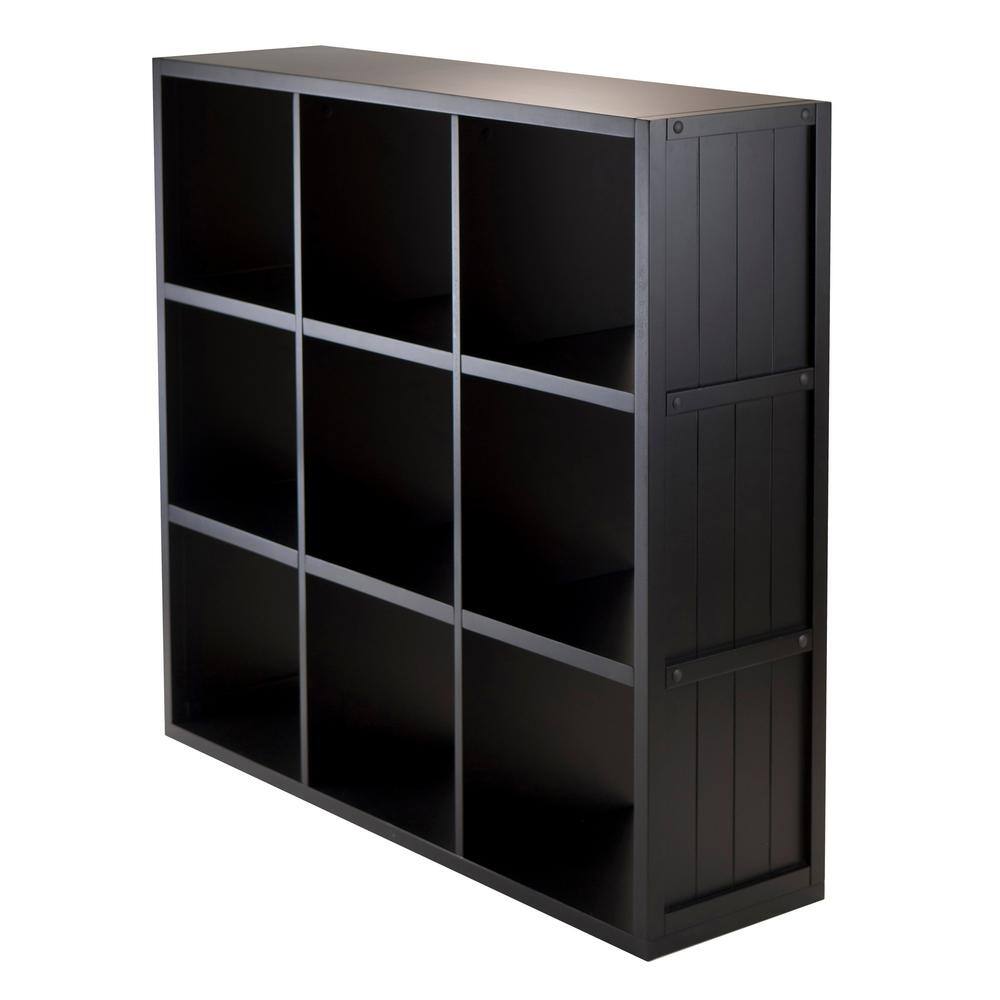 Winsome Wood Timothy 3x3 40H Grid Black Shelving unit 20040