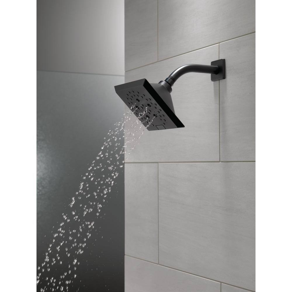 Delta Pivotal 5-Spray Patterns 1.75 GPM 5.81 in. Wall Mount Fixed Shower Head with H2Okinetic in Matte Black 52664-BL