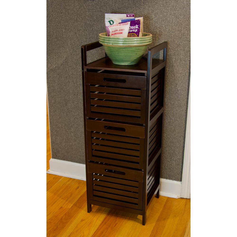 Eccostyle 37 in Solid Bamboo Espresso 3 Slatted Drawer Storage Tower CAEKN0054ES3