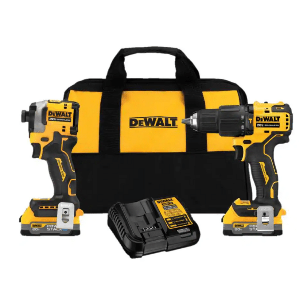 Dewalt 20v Max Lithium-Ion Brushless Cordless Combo Kit (2-Tool) with Two 1.7 Ahr Batteries， Charger and Bag (DCK254E2)