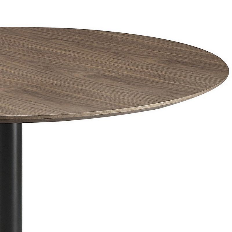 30 Inch Round Wooden Top Modern Dining Table， Black and Brown