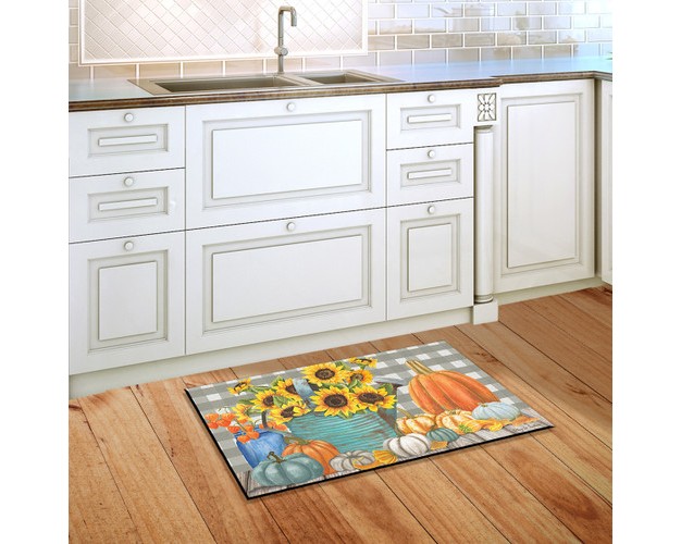 Briarwood Lane Sunflower Watering Can Fall Doormat Pumpkins Flora