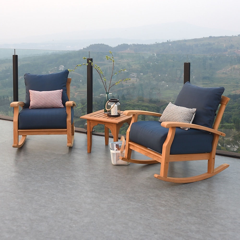 Leon 3 piece Teak Patio Chat Set with Cushion by Havenside Home