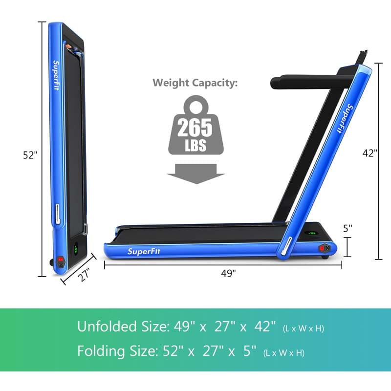 2 in 1 Folding Electric Treadmill for Home Gym, 2.25HP Under Desk Treadmill, Portable Walking Running Machine with Bluetooth Speaker