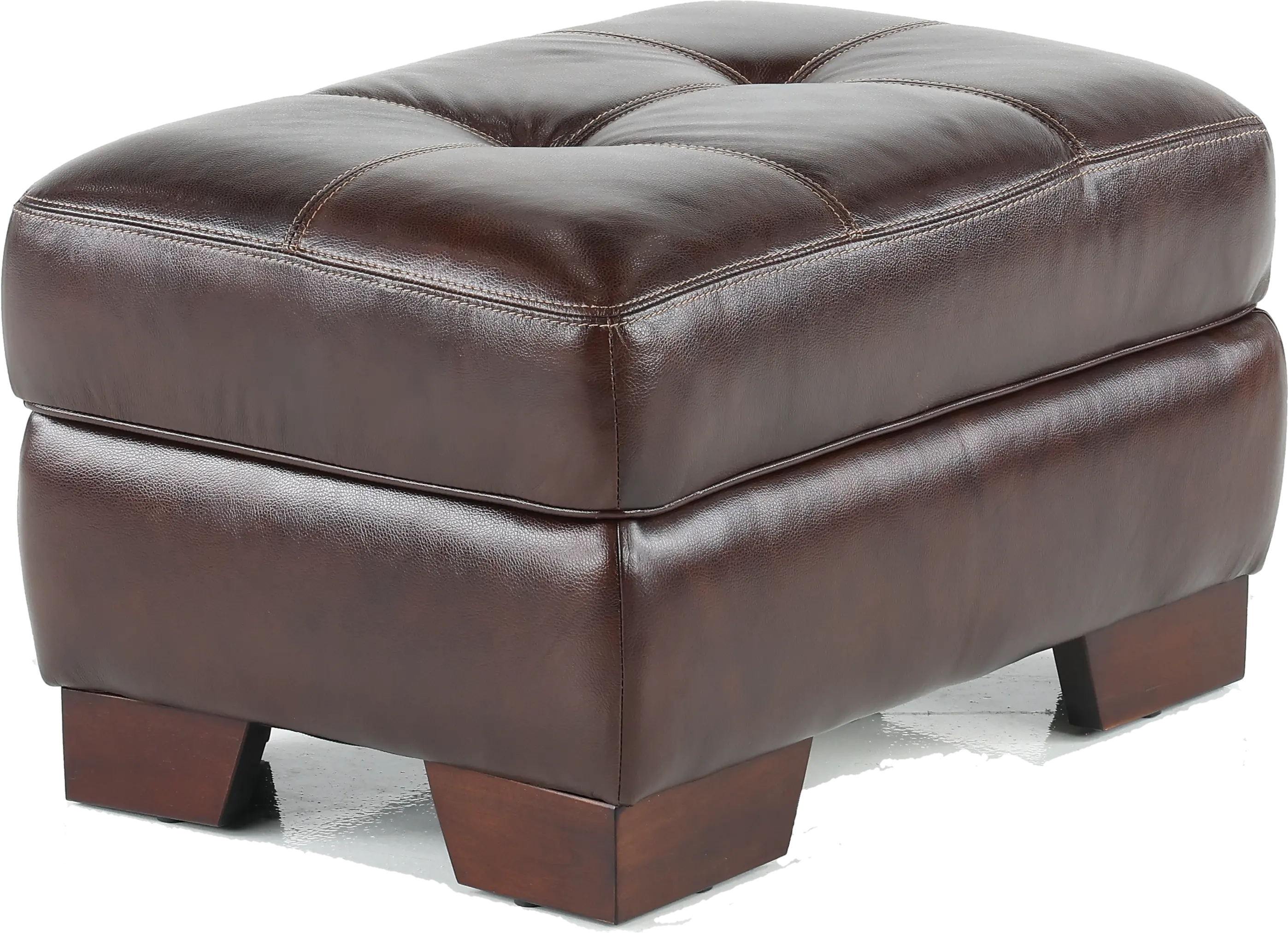 Amarillo Walnut Brown Leather Ottoman