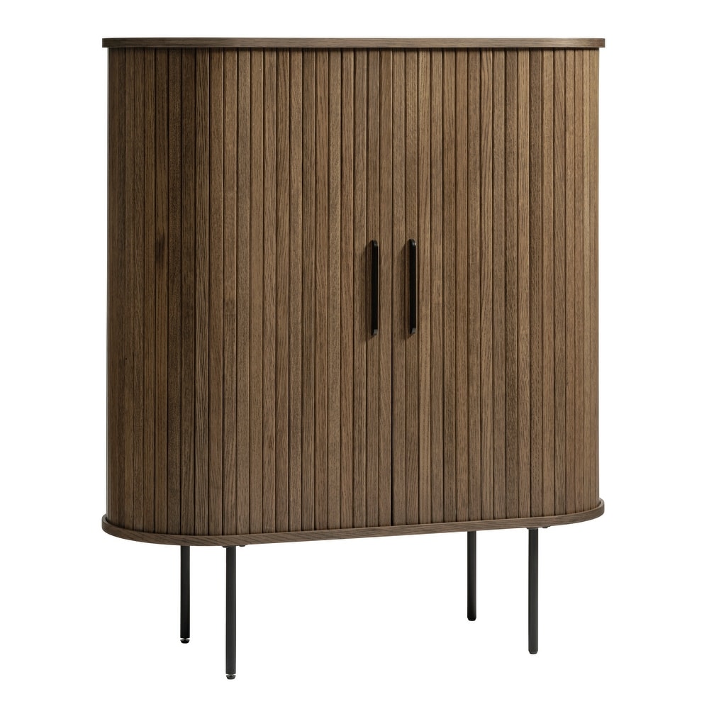 Rye Studio Nicola Mid Century Modern Rounded Sliding Door Cabinet 39\