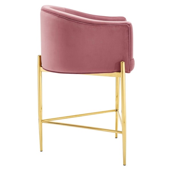 Modway Savour Tufted Performance Velvet Counter Stool Set of 2， Pink