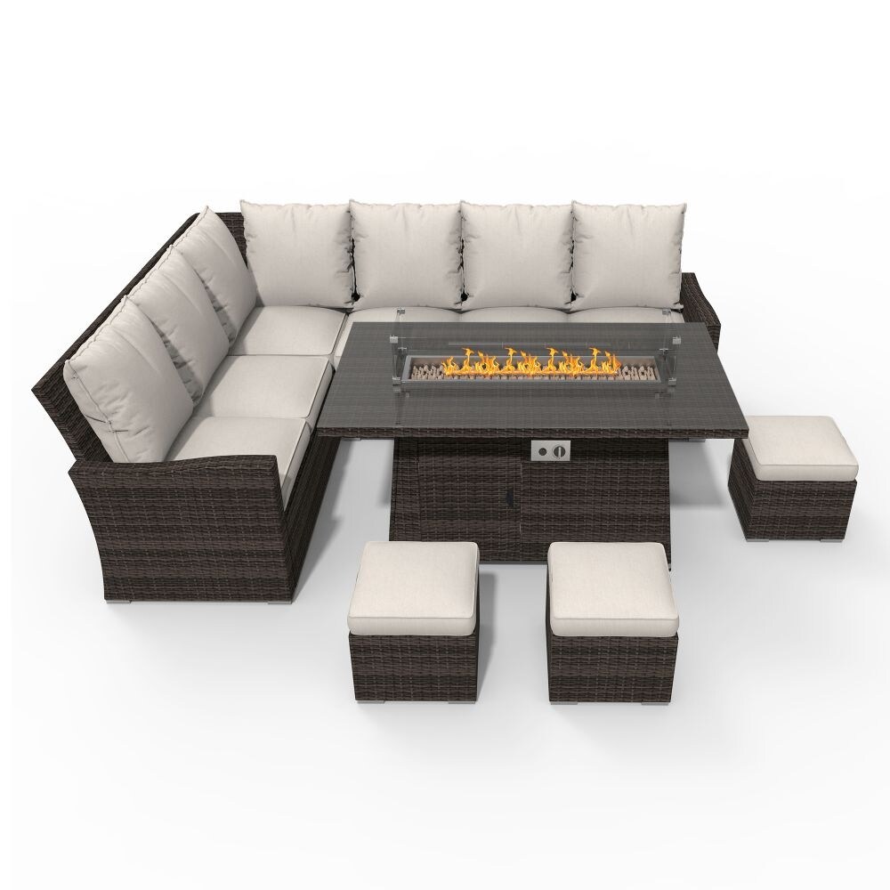 None 6 Piece Wicker Patio Conversation Set with Cushions