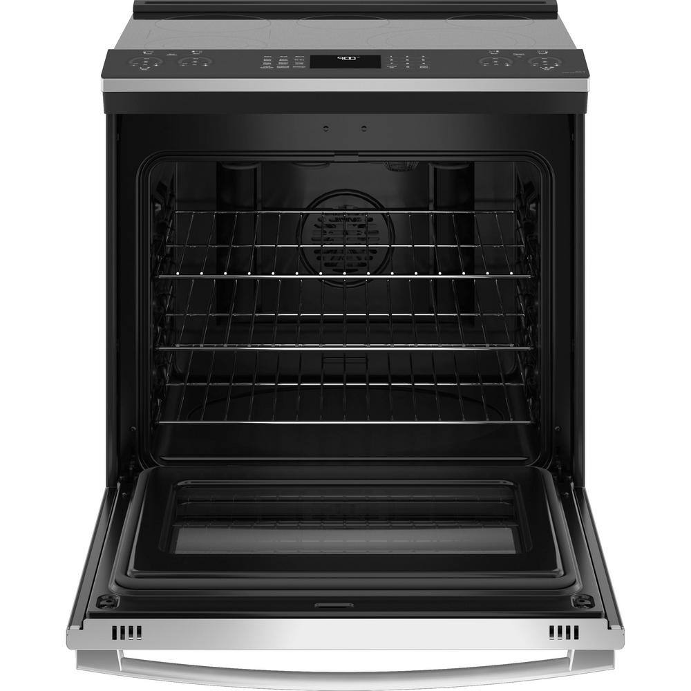 GE Profile 30 in. 5.3 cu. ft. Slide-In Electric Range in Fingerprint Resistant Stainless with True Convection Air Fry Cooking PSS93YPFS