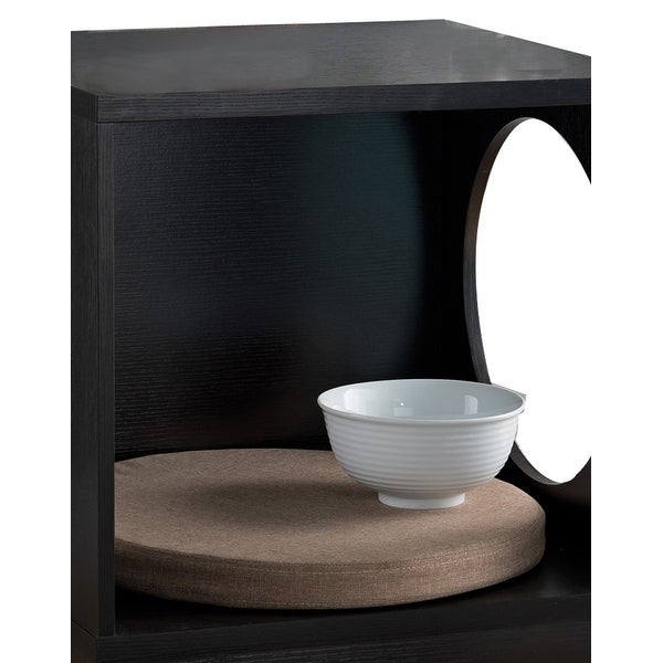 Wooden Pet End Table with Flat Base and Cutout Design on Sides， Black