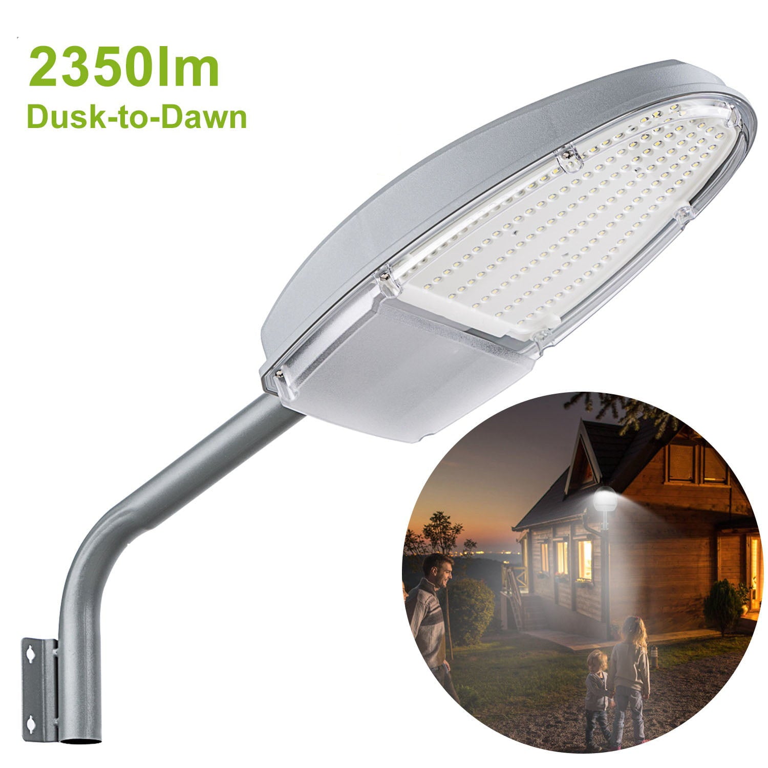 144LED Outdoor Street Light 2350lm Dusk to Dawn Sensor Waterproof Security Light for Garage Garden Pathway