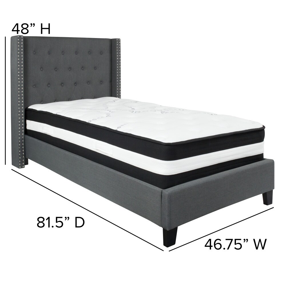 Tufted Upholstered Platform Bed with Pocket Spring Mattress