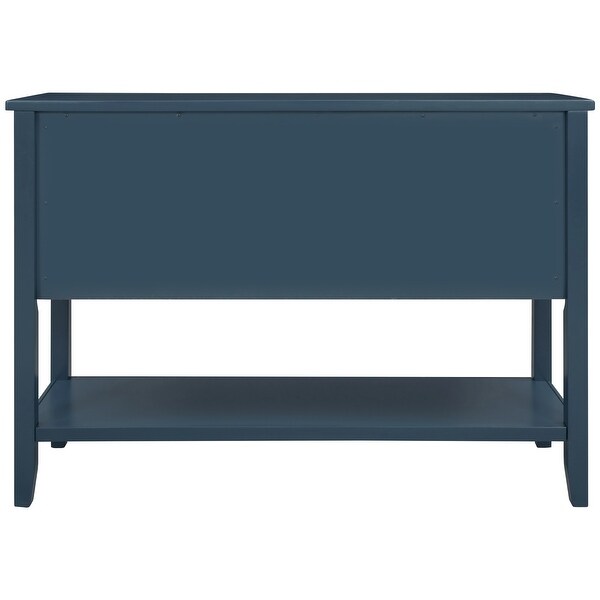 Retro 4-drawer Buffet Sideboard Console Table with Bottom Shelf