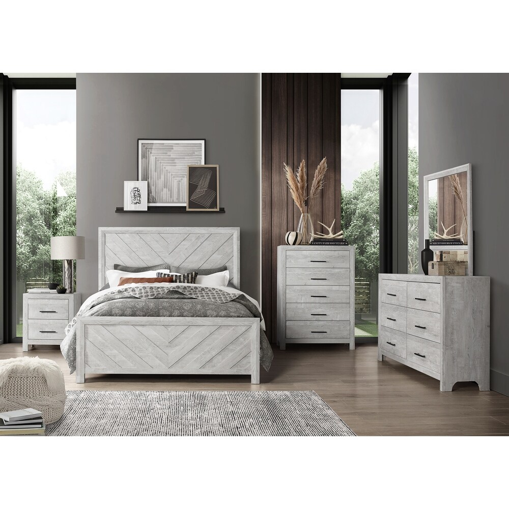 Denver Modern Style 4PC/5PC Bedroom Set Wood Finish Rustic Oak