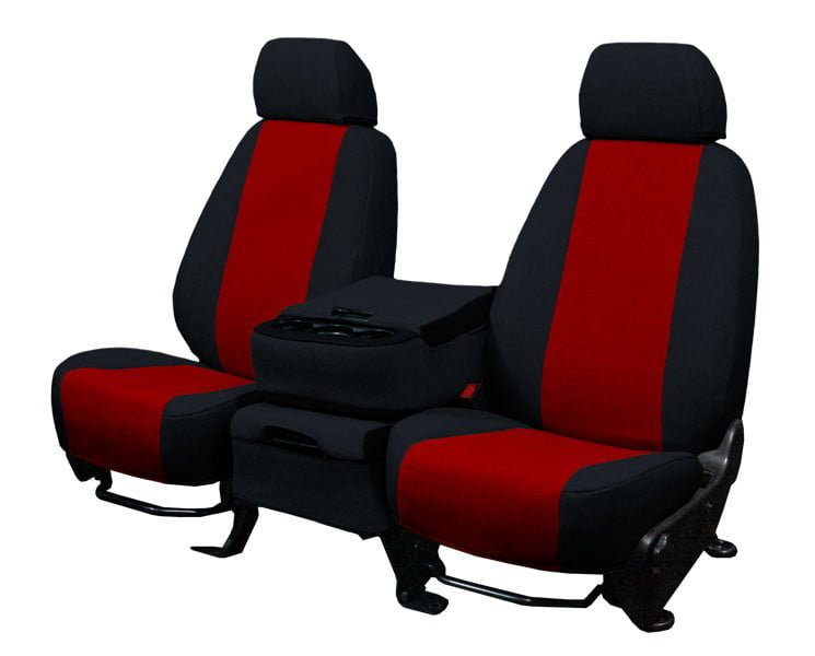 CalTrend Front Solid Bench Tweed Seat Covers for 1989-1995 Toyota Pickup - TY102-02TT Red Insert with Black Trim