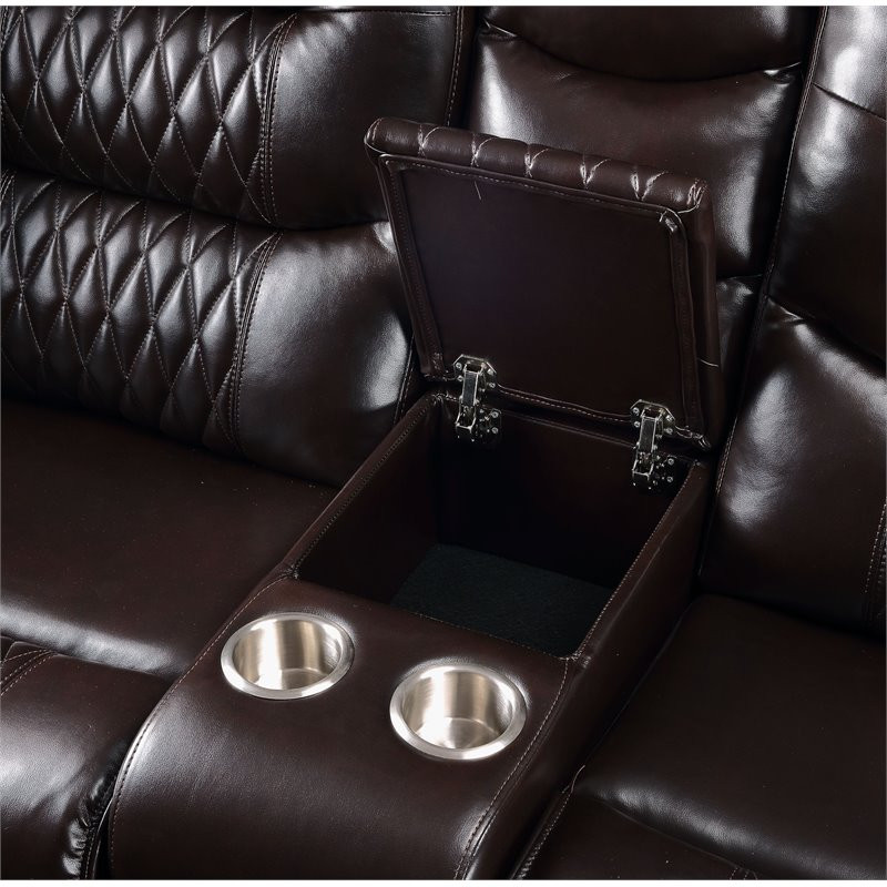 Braylon Loveseat with Console (Motion) in Brown PU   Contemporary   Loveseats   by GwG Outlet  Houzz