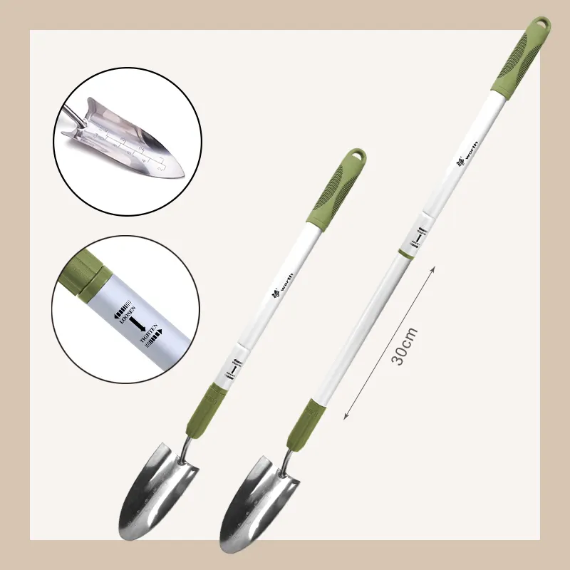 High Quality Stainless Steel Telescopic Long Handled Garden Trowel Tool